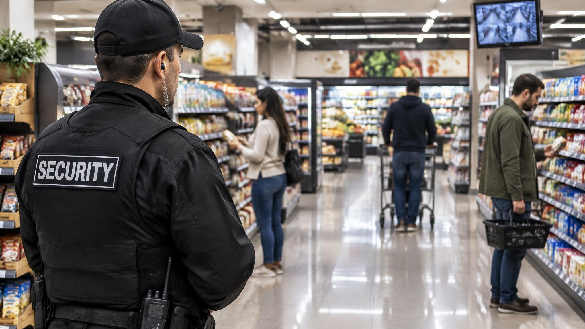 store detective observing shoppers