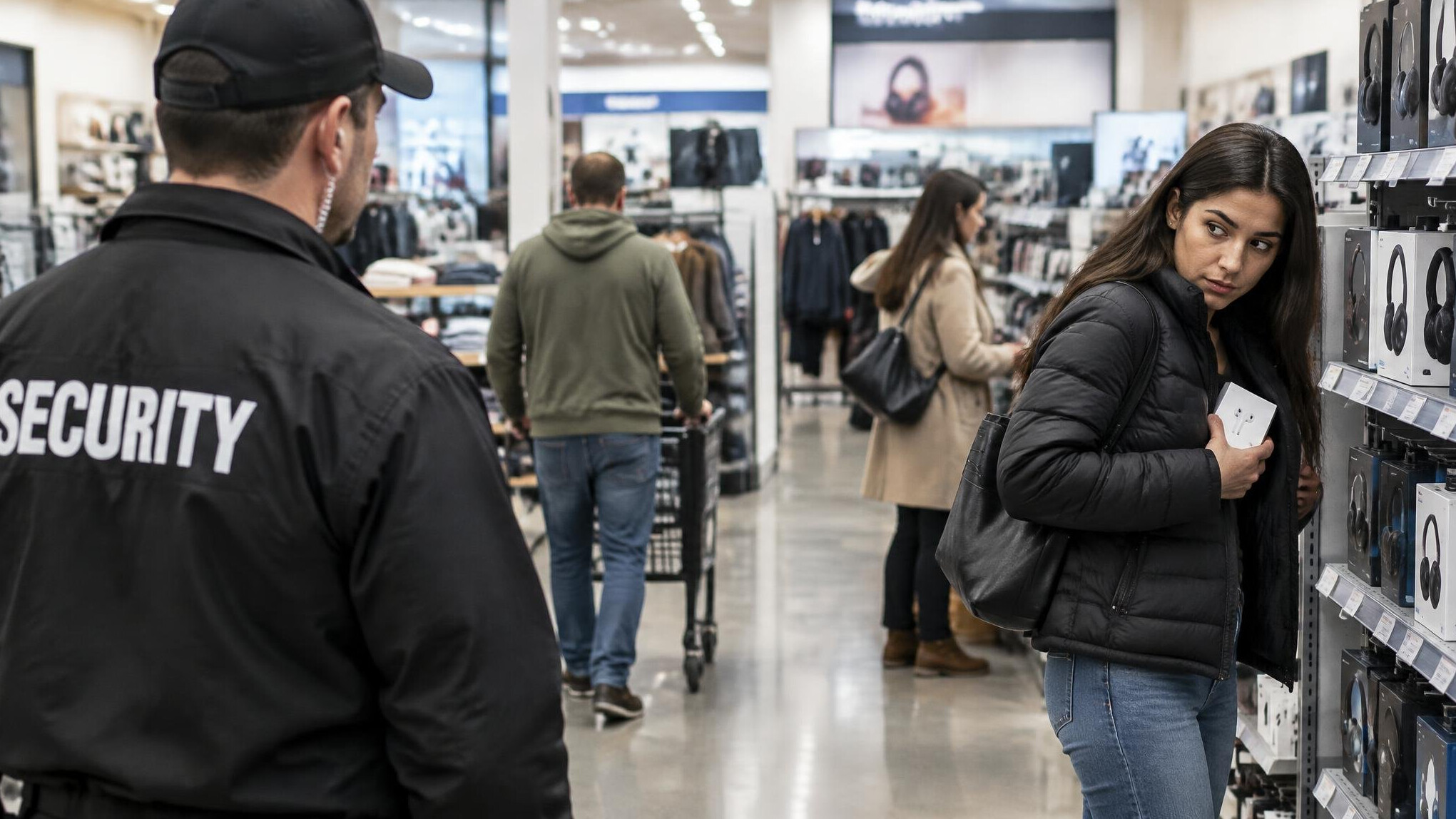store detective watching customers